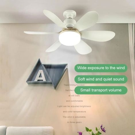 Ventilatore da soffitto intelligente con luce LED, senza fili, con telecomando, dimmerabile, 40W 86-265V, bianco. (1/3)