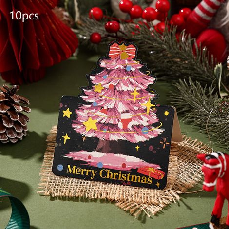 Cartes De Voeux De Noël - Arbre De Noël À Dorure - Papier Kraft Vintage Avec Fleurs Séchées - 40 Pièces - 13,6 X 9,8 Cm (1/5)
