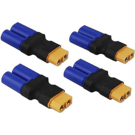 Lot de 4 adaptateurs femelles XT60 vers mâles EC5, connecteurs mâles EC5 vers femelles XT60 sans fil pour batteries LiPo RC (1/3)