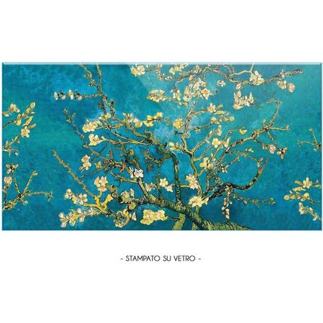Lupia Quadro Moderno Stampa su Vetro Temperato GLASS RAMI DI MANDORLO  Alta Definizione e Lucentezza di Colori  Design Elegante per Soggiorno, Camera, Ufficio  Facile da Appendere, 73x139 cm (1/4)
