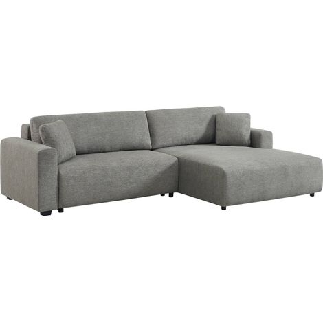 sweeek - 3-Sitzer Ecksofa Recamiere rechts mit Schlaffunktion, Stauraum und Stoffbezug, Stoff, Dunkelgrau (1/5)