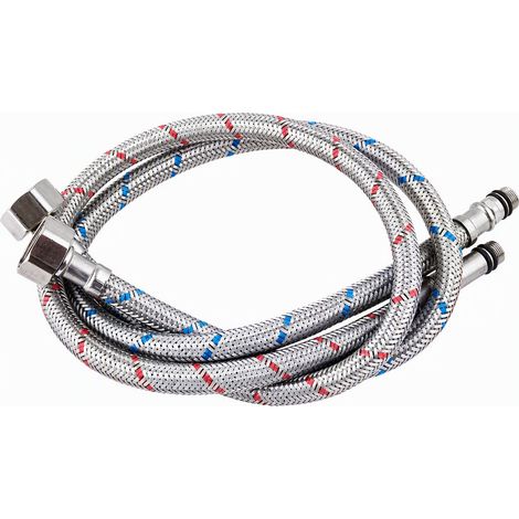 Flexible d'alimentation tressé inox 304 70 cm raccord 1/2", tuyau eau froide et chaude anti-corrosion pour robinet standard 1/2", 2 écrous inox (1/5)