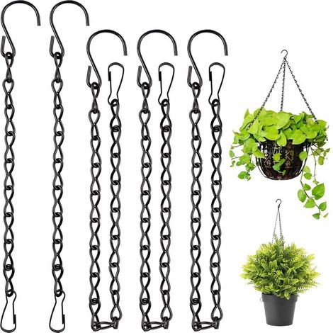 5 Chanes Noire Suspension,Chane de Pot Fleur,Chane en Métal à Suspendre avec Crochet et Clip Chanes à Suspendre,Chane de Panier Suspendu pour Plantes Suspendues,Oiseaux,Lanternes (1/5)