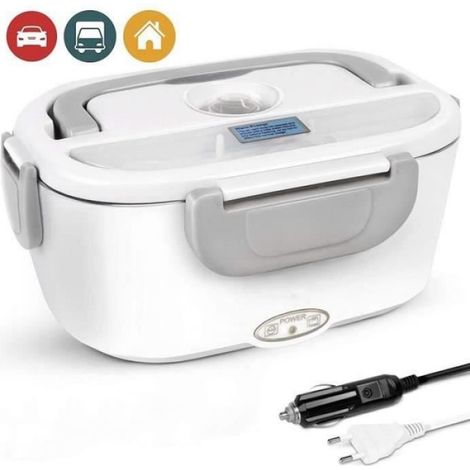 Lunch Box Chauffante Électrique - - 2 en 1 - 220V et 12V - Acier - Rectangulaire (1/4)