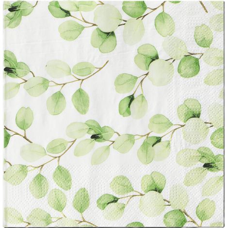 Eglo Servietten Motiv Grüne Blätter Mahuli grün weiß 17 x 17 cm - 20er Pack Servietten (1/3)