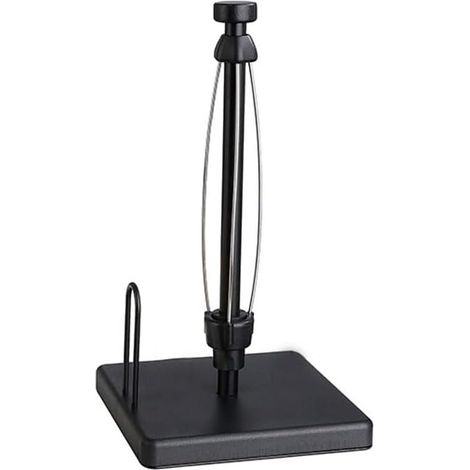 Kitchen Essentials Modern Paper Towel Holder, Black Metal Vertical Stand, 11.26-Inch Height, Weighted Base, Countertop Roll Dispenser for Kitchen and Bathroom (Square Damping Tissue Holder Black) (1/5)