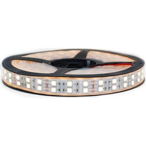 Kit Ruban Professionnel 5050 - 120 leds/m - 5 mètres Blanc chaud étanche (IP67)  Longueur: 5 mètres - Transformateur: Alimentation inclus