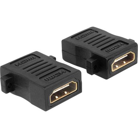 Delock 65509 HDMI Adattatore [1x Presa HDMI - 1x Presa HDMI] Nero avvitabile, contatti connettore dorati (1/3)