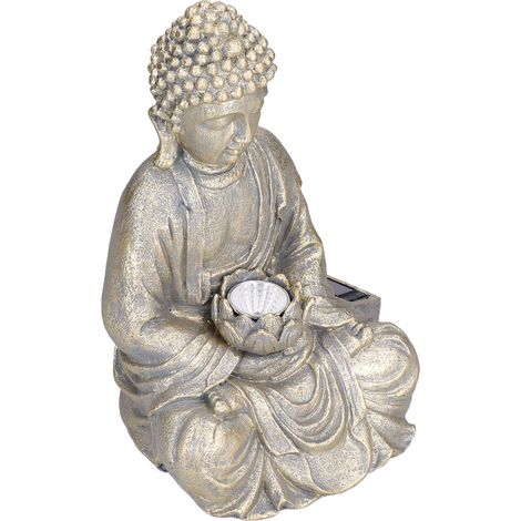 Statue Bouddha Solaire Éclairage Jardin - Décoration Zen pour Terrasse, Cour et Balcon