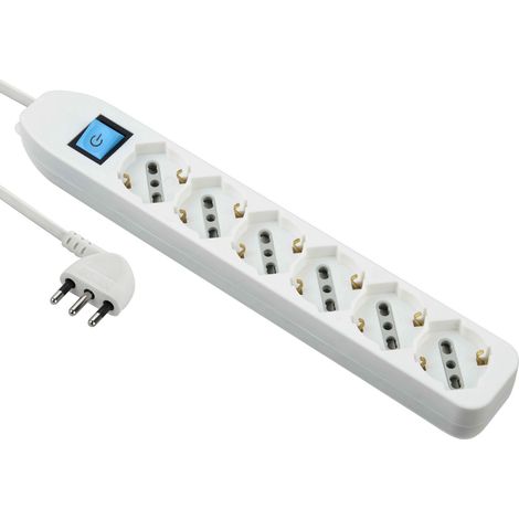 1PZ MULTIPRESA 6PRESE BIPASSO SCH + INTERNA FIGURA 4 BIANCA (1/2)