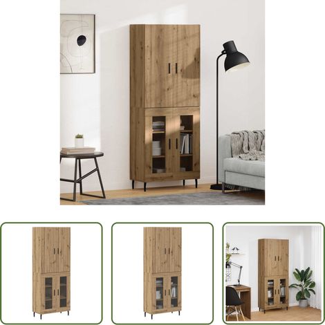 vidaXL Armoire en verre - Haut Armoire 2 pcs Bois Ancien Bois Aggloméré et Verre (1/5)