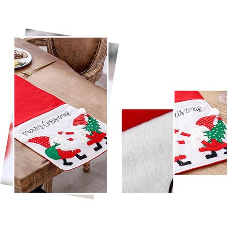 Tischläufer mit besticktem Weihnachtsmannmotiv, Tischdekoration, Tischdecke, Party-Platzset, dekorative Tischdecke (1/5)