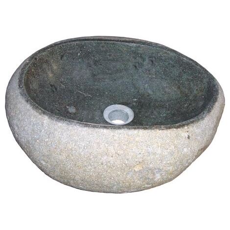 ONDEE - Lavabo para posar RIVA - Unique - 30cm - Gris - Piedra de río - Sin rebosadero
