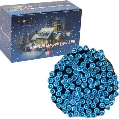 Luci natalizie a LED per esterni, 100 pezzi. Luce blu, cavo bianco, controller a 8 funzioni, alimentazione di rete. (1/4)