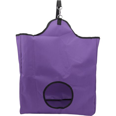 Sac de foin résistant pour chevaux et cochons d'Inde, grande capacité en tissu Oxford 600D, couleur violette, anti-salissure. (1/5)