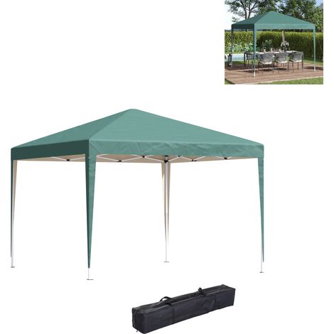 Tente pliante 3x3 m avec sac de rangement, design pop-up, tonnelle de camping, hauteur réglable, verte, idéale pour le camping et le jardin