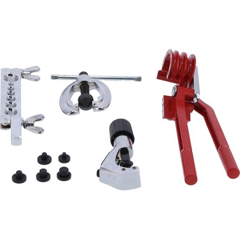 Ébavureur manuel pour tube cuivre, outil de cône excentrique pour évasement, kit d'expansion tuyaux eau/gaz/frein, coffret rouge avec rembourrage bulle (1/5)