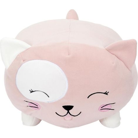 Peluche Coussin Enfant "Chat" 30cm Rose & Blanc (1/4)