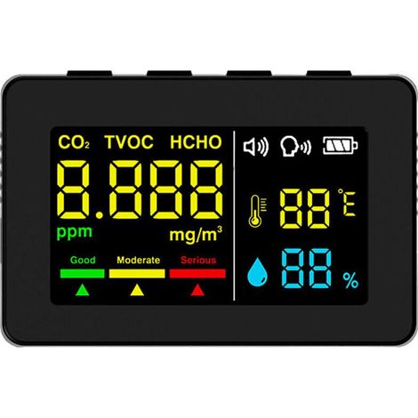 Capteur électrochimique formaldéhyde, détecteur qualité d’air HCHO TVOC CO2, testeur température et humidité haute précision, fonction alarme vocale,de