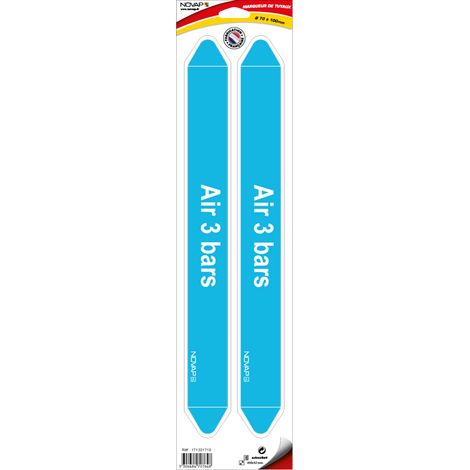 Planche de 2 marqueurs de tuyauterie 450 x 52 mm pour Ø 70 à 100 mm - Air 3 bars - 4707648