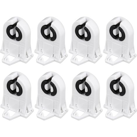 8 Pcs Fluorescent Lumière Support, T8 Lampe Prise G13 Base Non Shuntée Prise Lumière Pièces Rechange, pour Maison, Bureau (Blanc, 2A, AC 500V) (1/5)