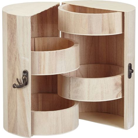 RAYHER - COLONNA IN LEGNO GREZZO FSC PORTA GIOIELLI MILANO - Ø15CM H.21CM - 4 RIPIANI