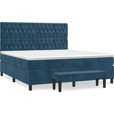 Maison Exclusive - Giroletto a Molle con Materasso Blu Scuro 180x200 cm in Velluto (1/5)