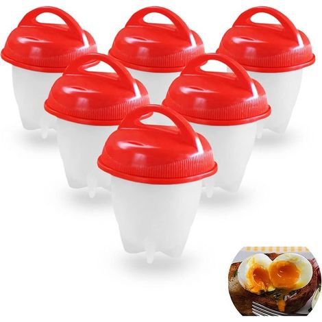 6-teiliges Eierkocher-Set, antihaftbeschichteter Silikon-Eierkocher, schalenfrei, lebensmittelechte Silikon-Eierbecher, BPA-frei, geeignet für Zuhause und Gastronomie (1/5)