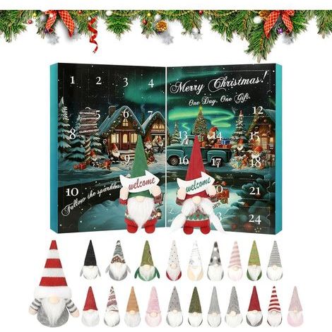 Calendrier de compte à rebours de Noël Décoration d'objets de collection 24 jours - Calendrier de compte à rebours Gnome pour Noël - Pour adultes, amis, enfants, adolescents, cheminée, arbre (1/5)