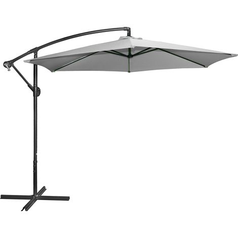 Parasol déporté rond 300 cm en tissu vert gris clair