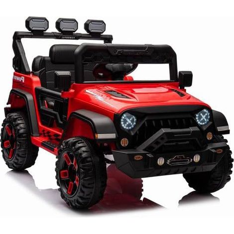 GOPLUS Auto per Bambini a 12 V con Telecomando, Camionetta Elettrica a Batteria con Lettore Musicale, Luci LED, Visualizzatore di Potenza, Avvio Delicato, 3 Velocità, per Bambini di 3+ Anni (Rosso)