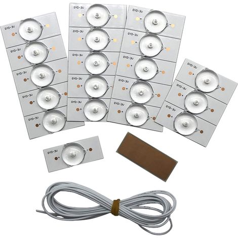 20 pièces LED SMD 3V avec lentille optique filtre pour réparation TV LED 32-65 pouces, bande lumineuse fil 2M, composants et accessoires (1/4)