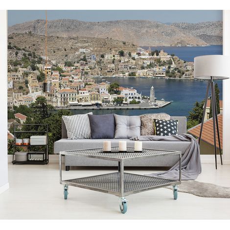 Papier peint intissé Grèce, vue de l'île de Rhodes, 270 cm X 250 cm. Décor grec à couper le souffle. (1/5)