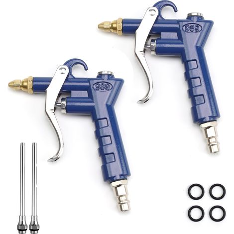 Set di 2 pezzi con compressore d'aria e 2 ugelli di ricambio da 10 cm - Pistola ad aria compressa adatta per rimuovere lo sporco difficile da raggiungere