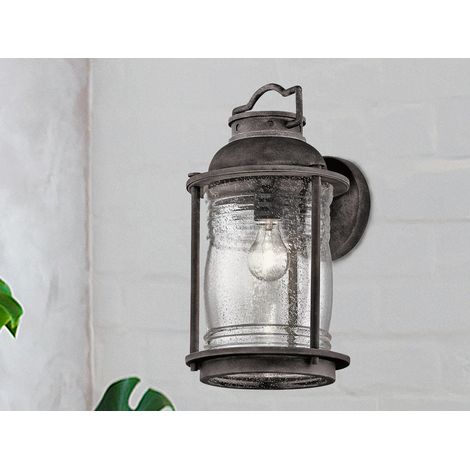 LED Industrial Wandlaterne für Innen & Außen, Anthrazit Höhe 40cm (1/5)