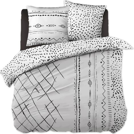 KEDAH - Parure de Lit Coton Motifs Ethniques Housse de Couette 260x240cm + 2 Taies d'Oreiller (1/5)