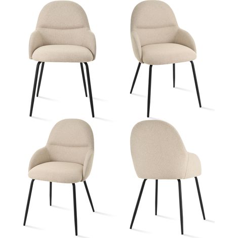 Goeurvant Sillas de comedor de estilo escandinavo minimalista, que ofrecen un apoyo óptimo para la espalda y una base de madera estable - Juego de 4 - Beige