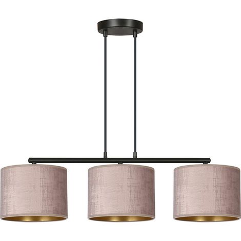 Suspension Emibig Hilde 3 lumières velours rose/noir (1/5)
