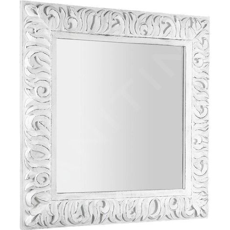 Miroir ZEEGRAS avec cadre, 90x90cm, blanc (1/5)