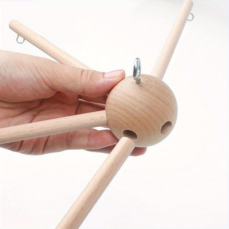 Kit de cadre suspendu DIY, support vintage en bois pour carillons à vent, accessoires de cloche rotatifs, facile à assembler, décoration rustique pour mur, balcon, plafond et chambre. (1/4)