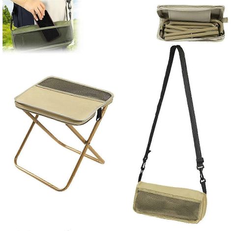 Tabouret pliable avec sac à dos, chaise de camping portable et légère pour la randonnée, la pêche et les pique-niques, avec sac de transport - Bon (1/5)
