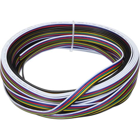 Fil Ruban Plat 22 AWG, Câble D'Extension LED 6 Broches, Longueur 39,4Ft, Diamètre 0,067", 6 Couleurs, Cuivre Étamé Multibrin de Calibre 22, 300V pour Câble RVB (1/5)