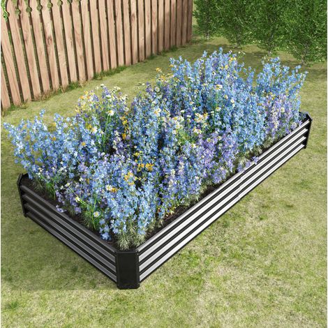 Bancal elevado 232 x 113,5 x 30 cm de acero negro sin fondo para jardín - MEUBLIV (1/5)