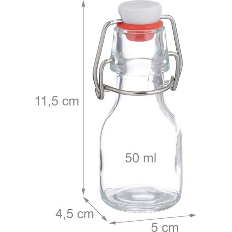 Set di mini bottiglie in vetro trasparente 11,5 x 5 x 4,5 cm con tappo ermetico regalo di compleanno 130014833