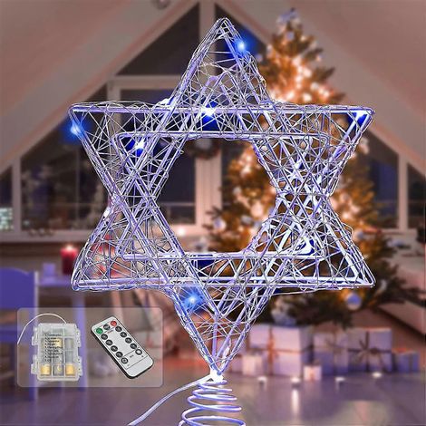 11-Zoll-Weihnachtsbaumstern, batteriebetrieben (3 AAA-Batterien), beleuchtet. Silbernes Eisen. (1/2)