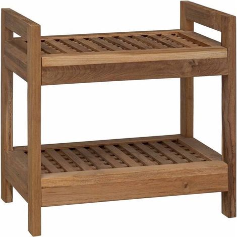 Étagère de Salle de Bain en Bois Naturel, 45 x 30 x 45 cm, Étagère de Rangement Mural pour Douche et WC (1/5)