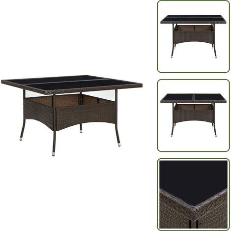 Tavolo da pranzo esterno - vidaXL Tavolo da Pranzo da Giardino Marrone in Polyrattan e Vetro - Tavolo da pranzo marrone