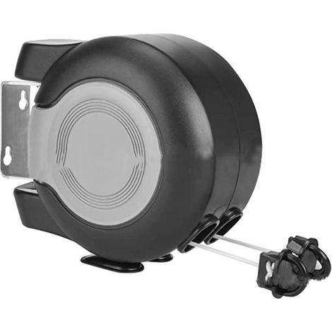 Étendoir à linge double rétractable pour intérieur et extérieur, corde à linge robuste de 30 m, noir et gris (1/4)