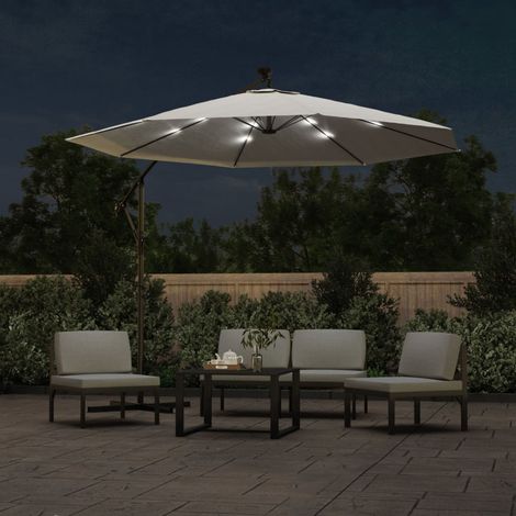 INLIFE Parasol avec éclairage LED 300cm Poteau en métal Sable (1/5)