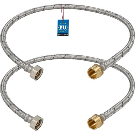 KOTARBAU® Lot de 2 Flexible Robinet 1/2" x 1/2" - Flexible Eau - Tuyau Robinet 80 cm - Mâle x Femelle - Rallonge Robinet Cuisine Flexible - Acier Inoxydable - Tuyau Flexible Plomberie (1/4)